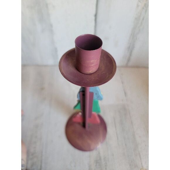 Candlestick holder clay Xmas tree gingerbread men vintage home decor - Picture 7 of 9